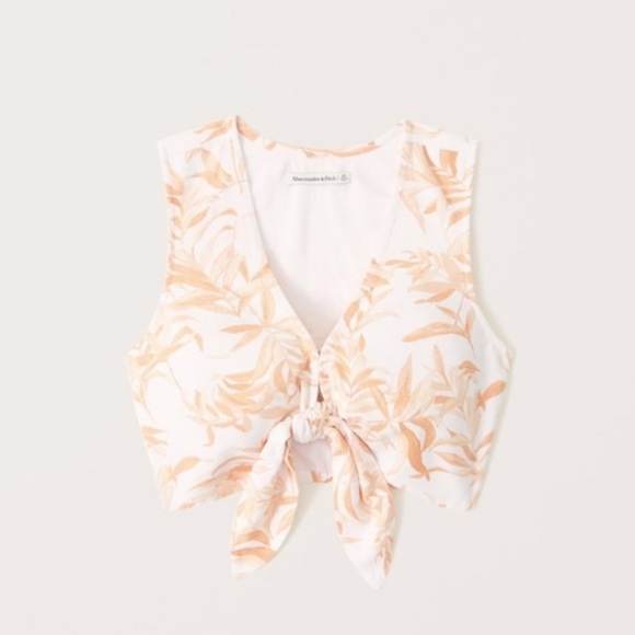 Abercrombie & Fitch Tops - Abercrombie & Fitch Tie Front Linen Blend Top